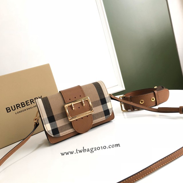 Burberry專門店新款搭扣包 巴寶莉精紡House格紋單肩斜挎女包 yxb1205